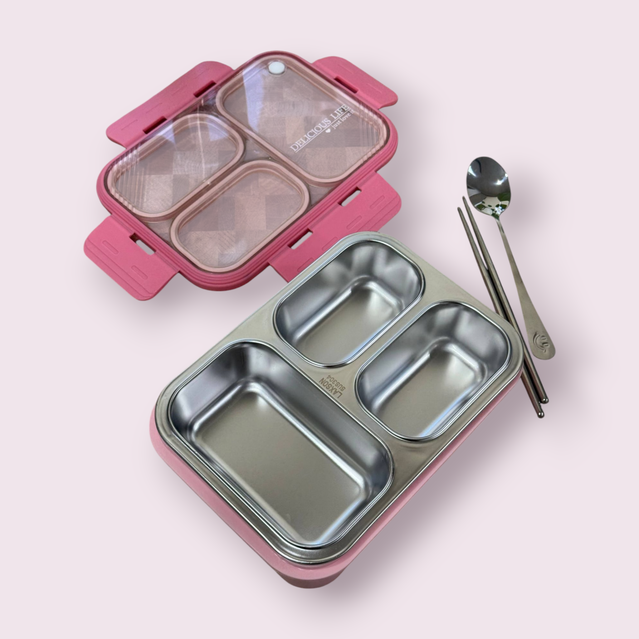 HOMIQUE 4-Compartment Leakproof Bento Lunch Box – Stainless Steel & BPA-Free Plastic