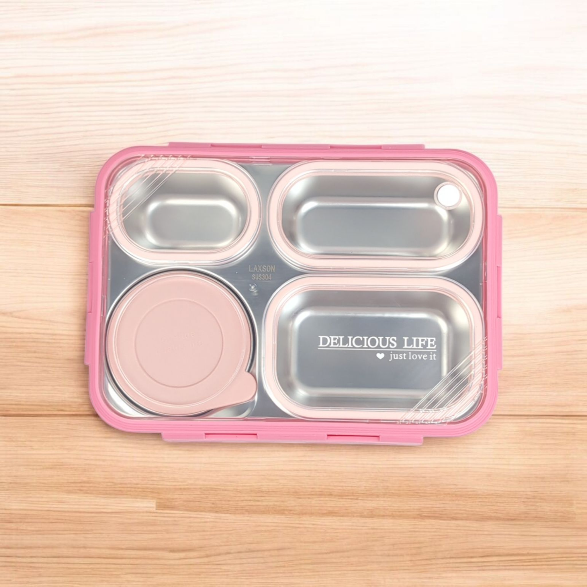 HOMIQUE 4-Compartment Leakproof Bento Lunch Box – Stainless Steel & BPA-Free Plastic