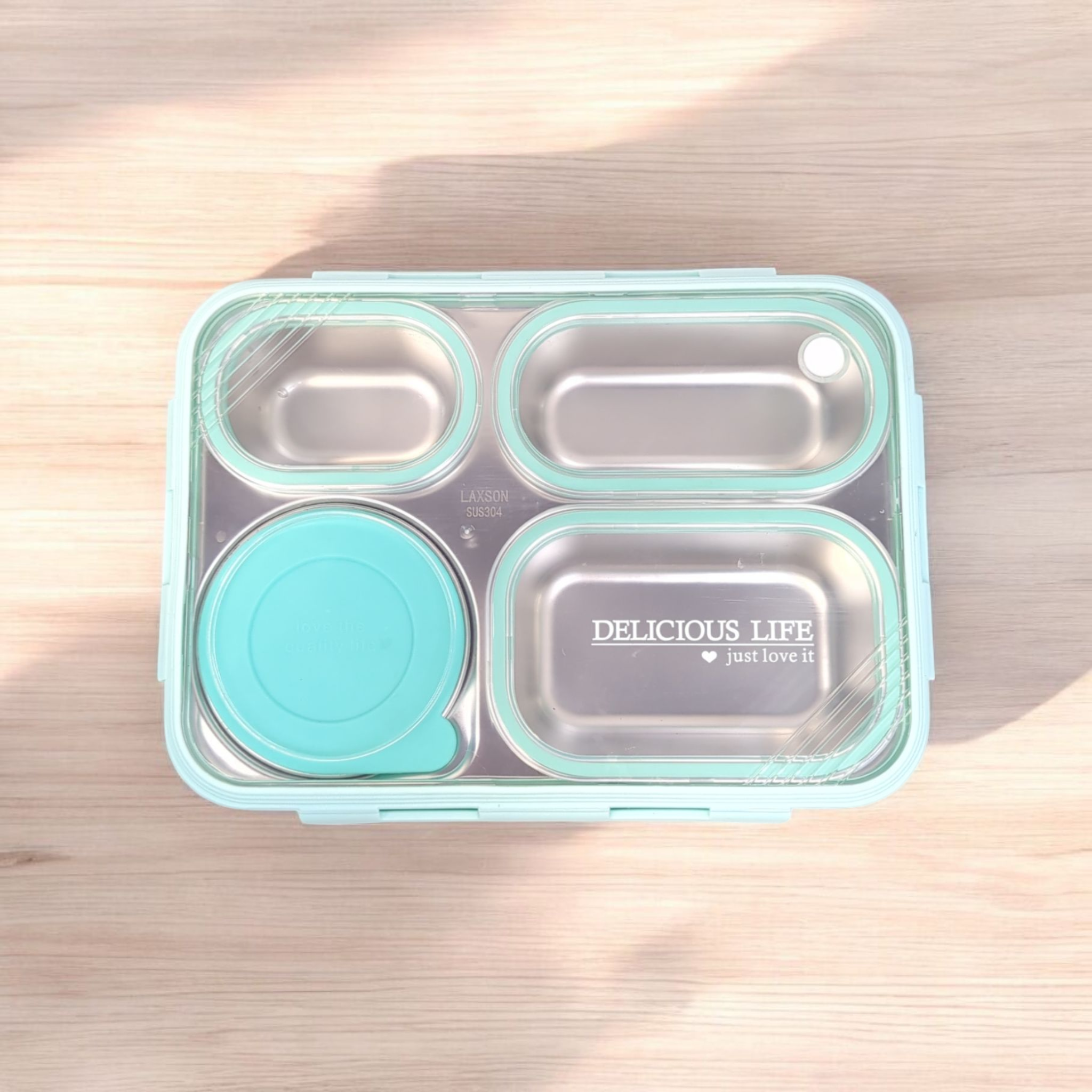 HOMIQUE 4-Compartment Leakproof Bento Lunch Box – Stainless Steel & BPA-Free Plastic