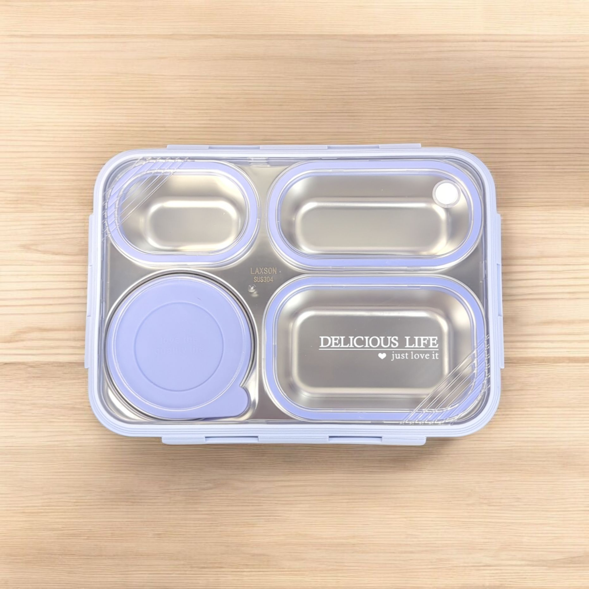 HOMIQUE 4-Compartment Leakproof Bento Lunch Box – Stainless Steel & BPA-Free Plastic