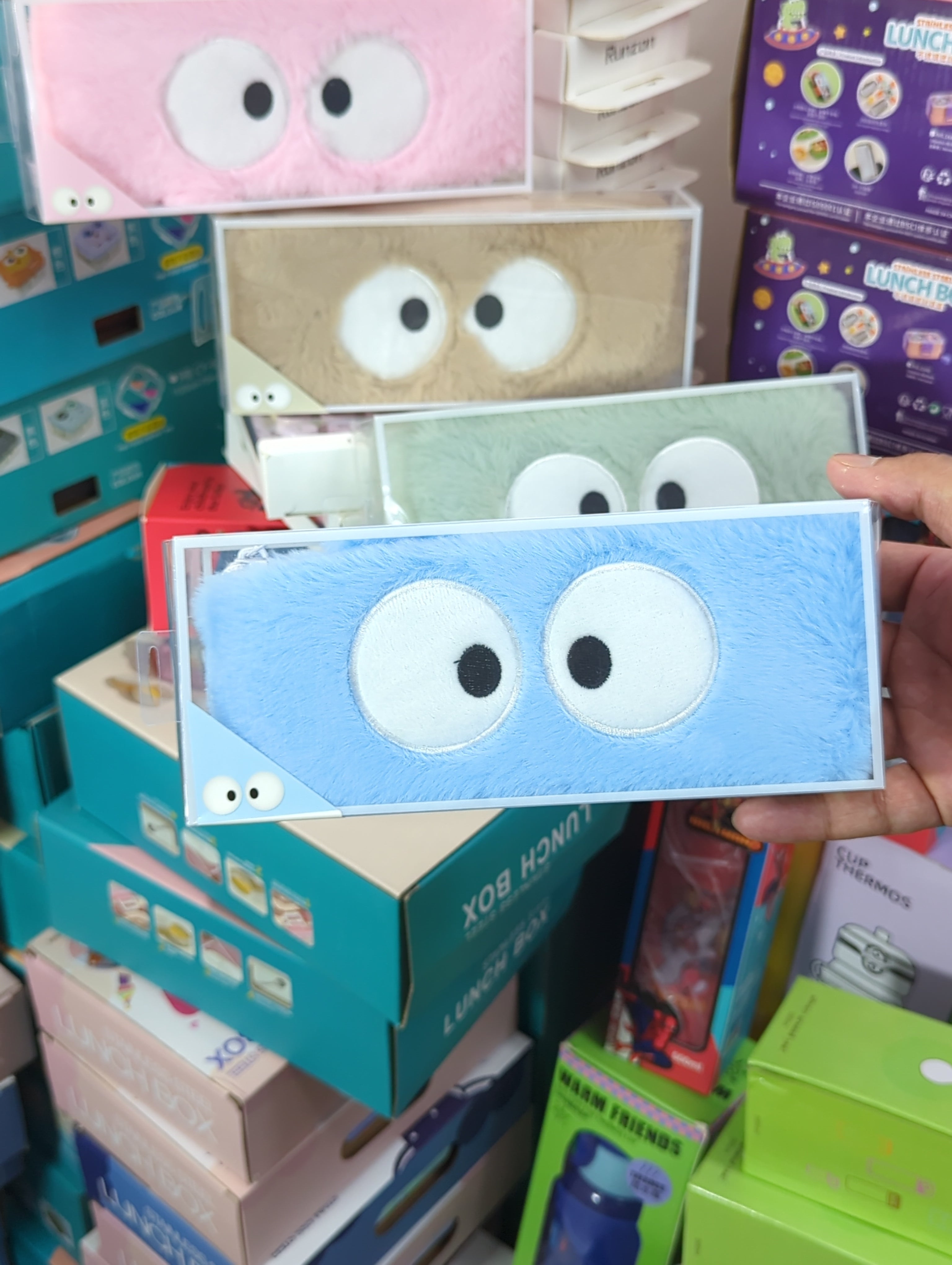 HOMIQUE Plush Monster Pencil Case with Big Eyes – Cute & Soft Stationery Pouch