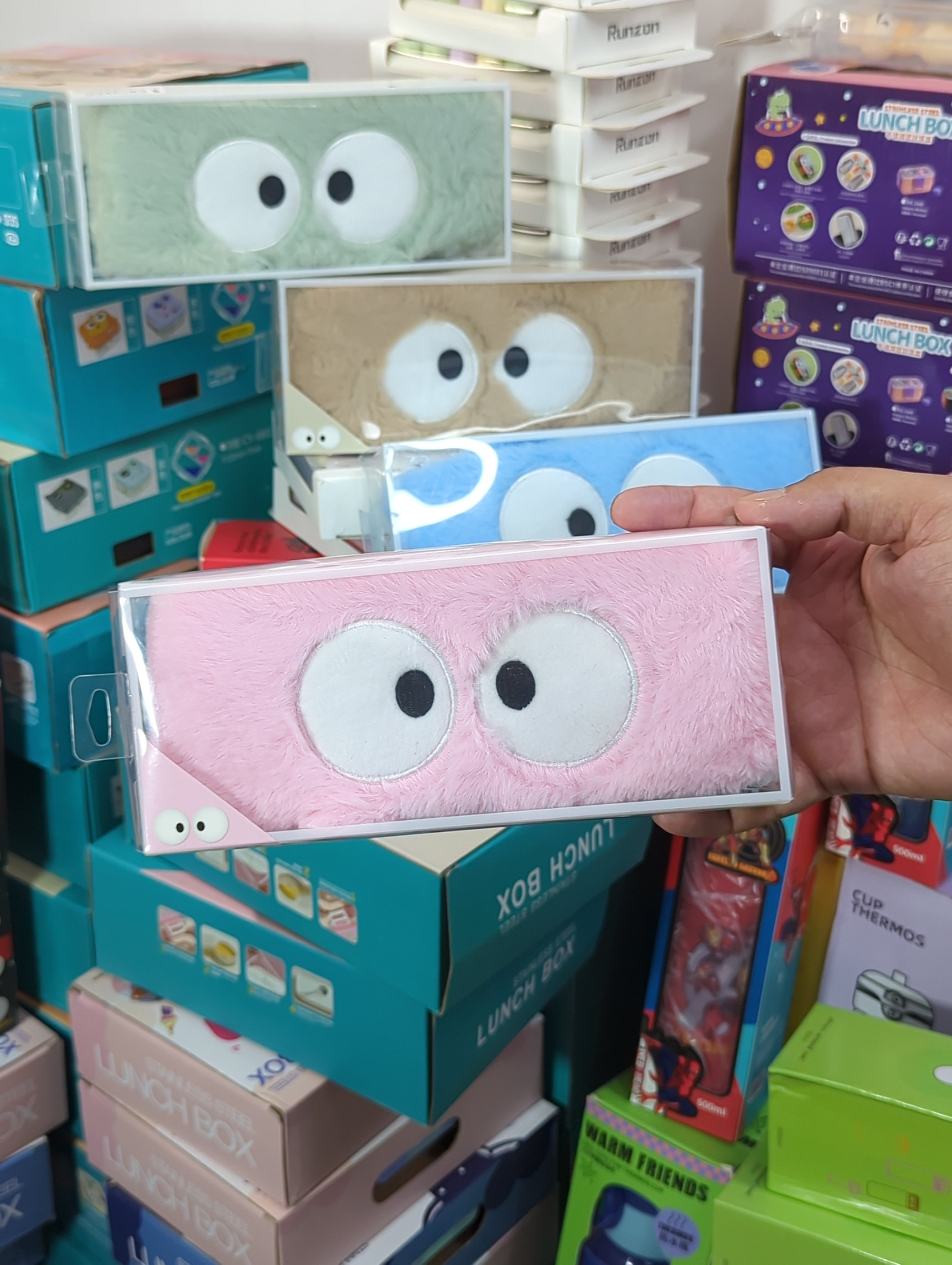 HOMIQUE Plush Monster Pencil Case with Big Eyes – Cute & Soft Stationery Pouch