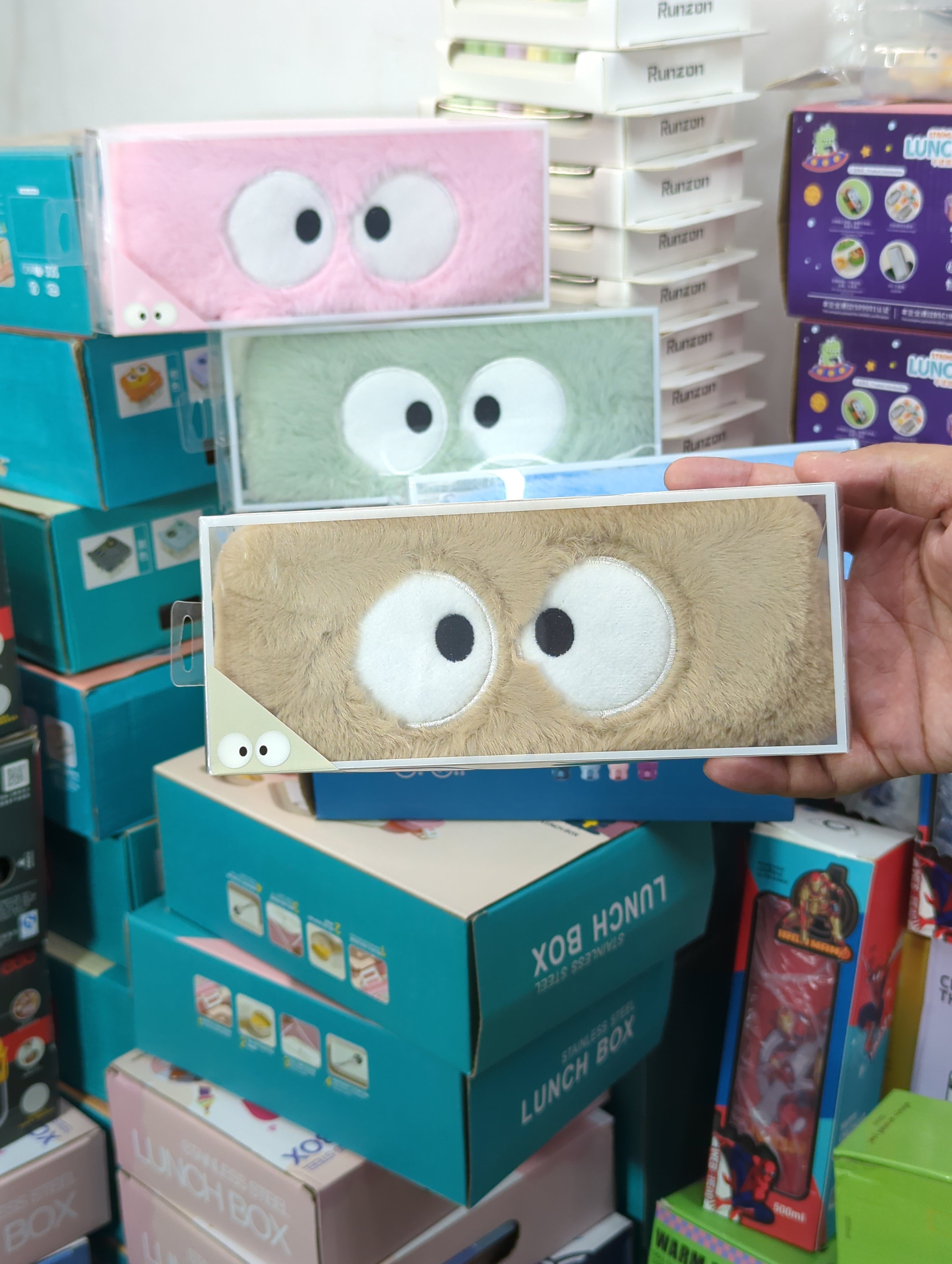 HOMIQUE Plush Monster Pencil Case with Big Eyes – Cute & Soft Stationery Pouch