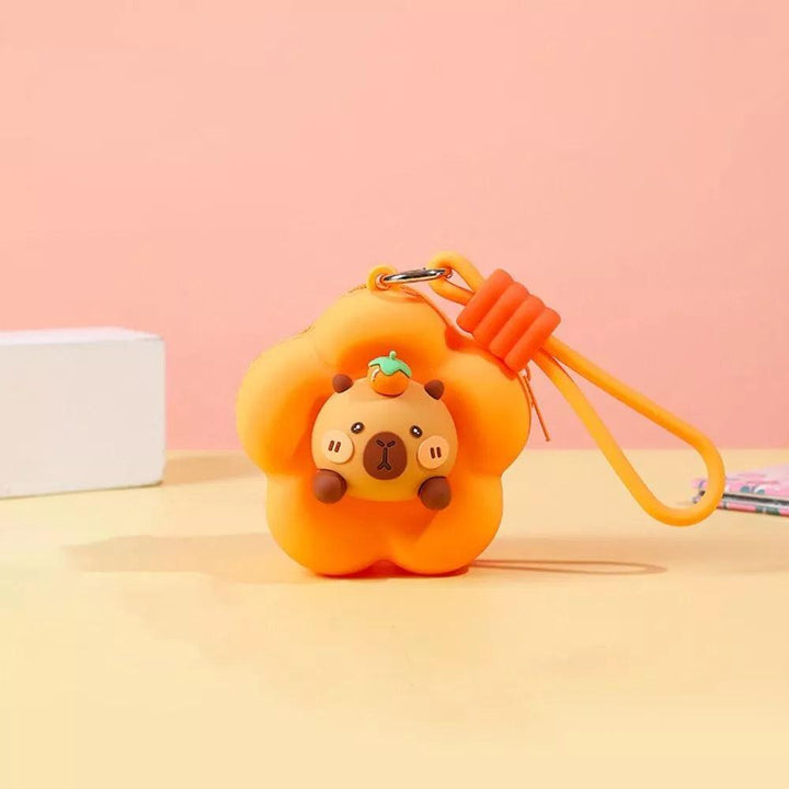 HOMIQUE Cute Animal Flower Silicone Pouch with Wrist Strap – Cartoon Zipper Mini Pouch