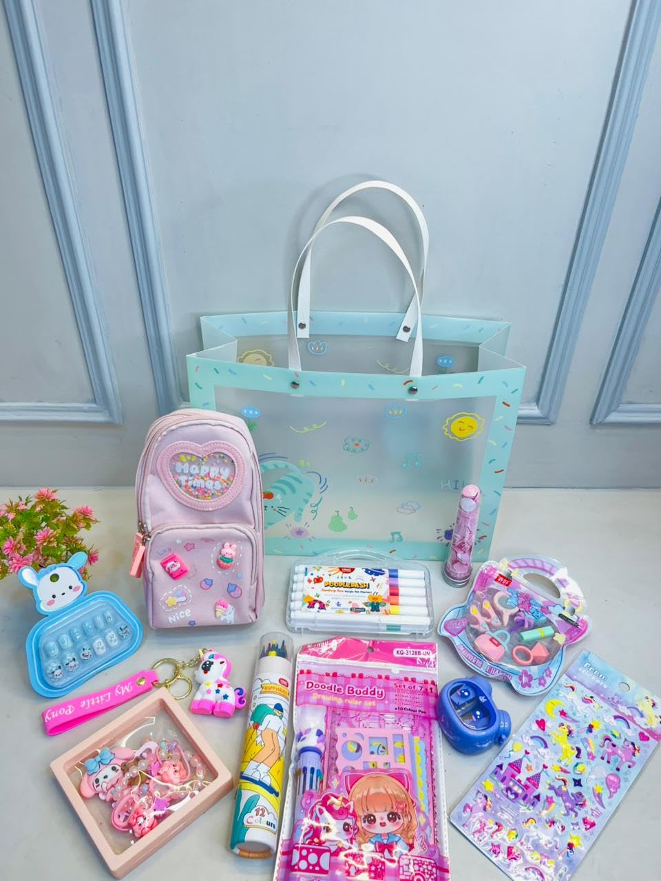 HOMIQUE 12-in-1 Cute Stationery & Accessories Gift Hamper – Return Gift