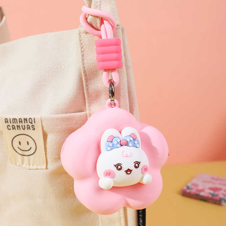 HOMIQUE Cute Animal Flower Silicone Pouch with Wrist Strap – Cartoon Zipper Mini Pouch