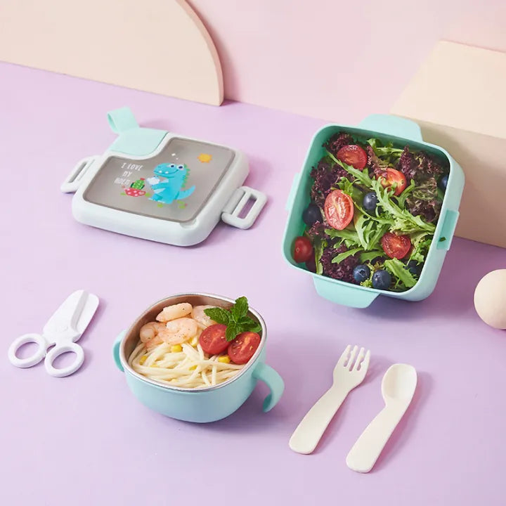 HOMIQUE Cute Bowl Set with Lid – Leakproof & BPA-Free