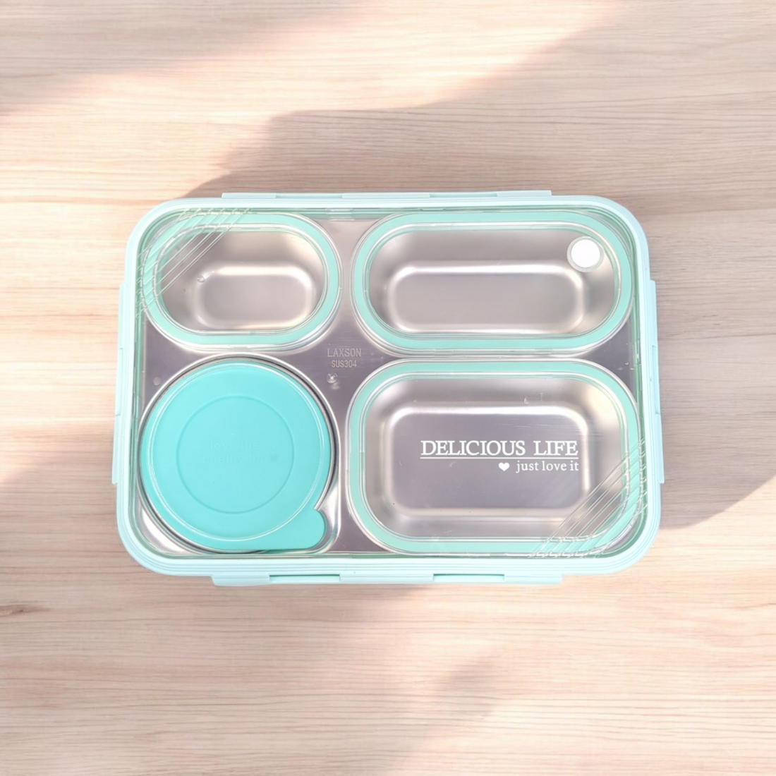 HOMIQUE 4-Compartment Leakproof Bento Lunch Box – Stainless Steel & BPA-Free Plastic