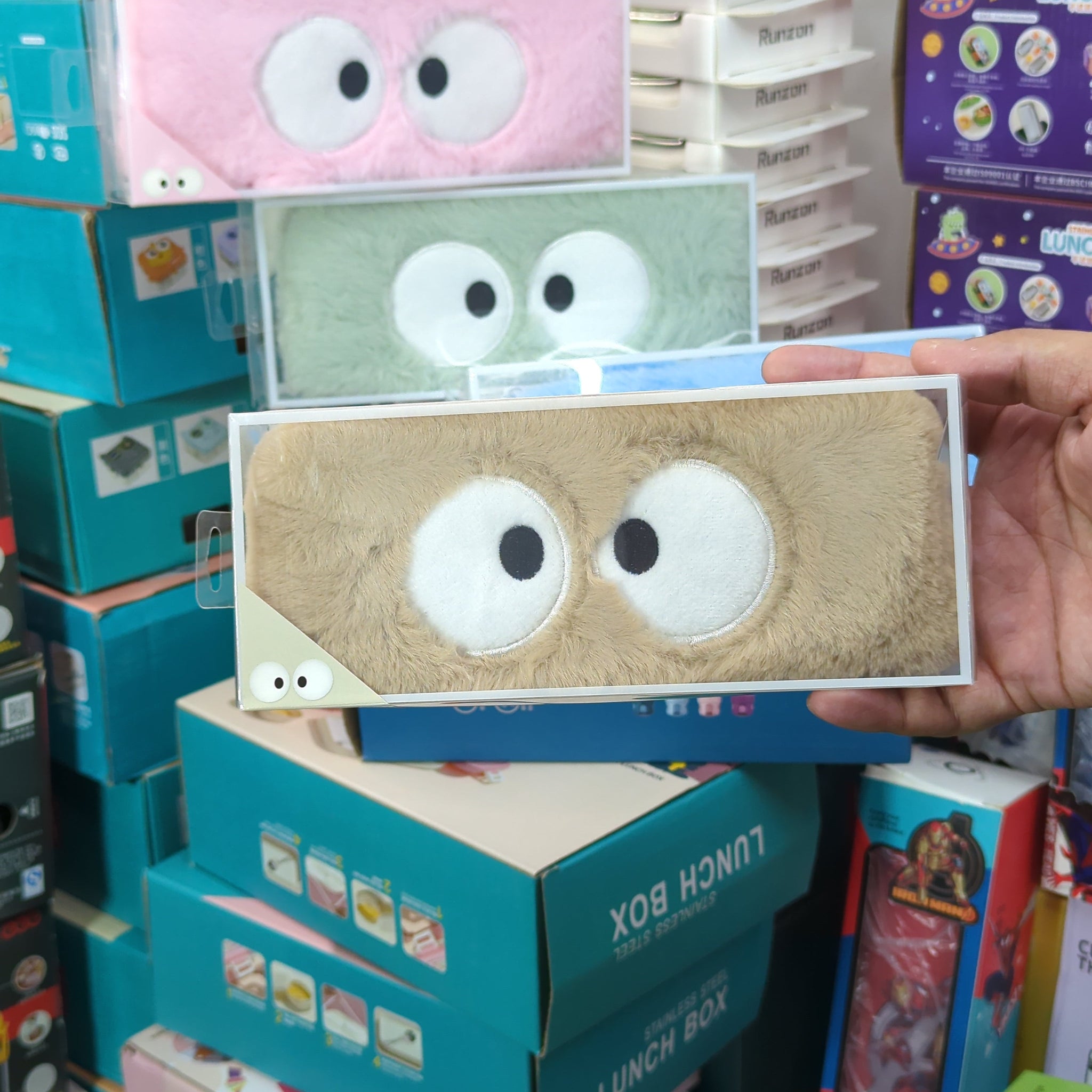 HOMIQUE Plush Monster Pencil Case with Big Eyes – Cute & Soft Stationery Pouch
