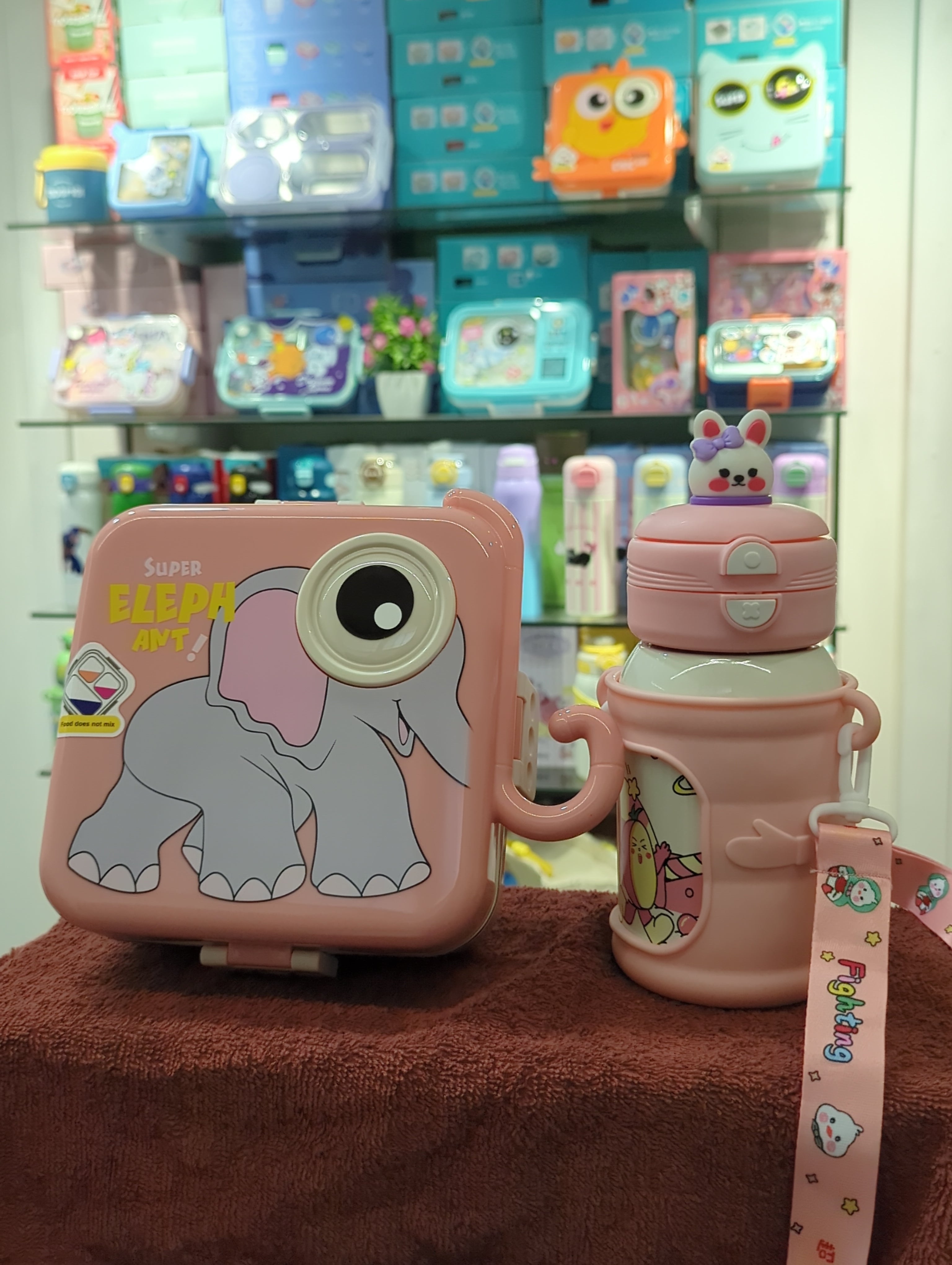 Super Elephant Kids Lunch & Bottle Combo – Pink Edition + (FREE LUNCH BAG)