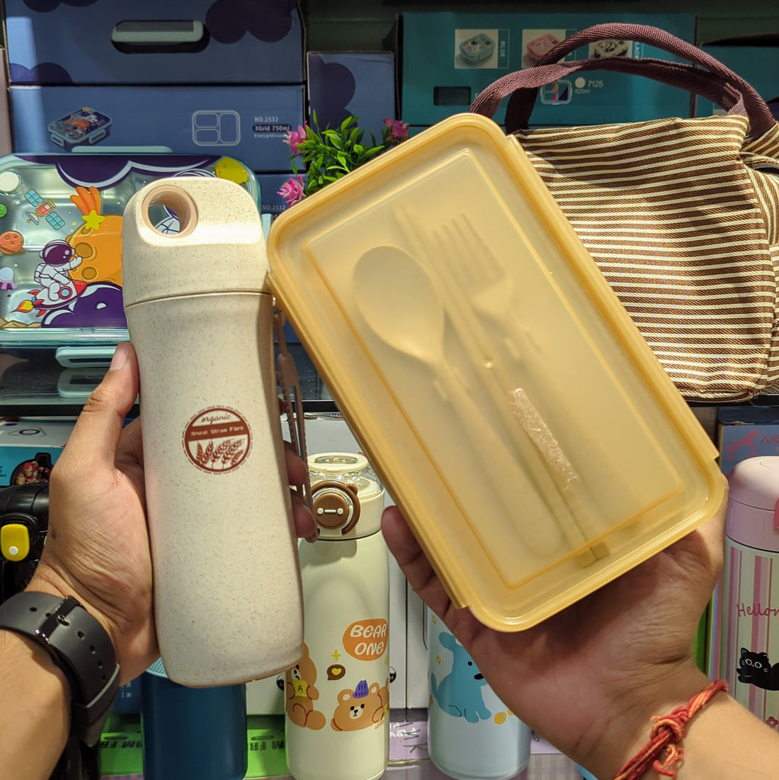 HOMIQUE Organic Wheat Fibre Leak Proof Lunch Box+(FREE GIFTS)