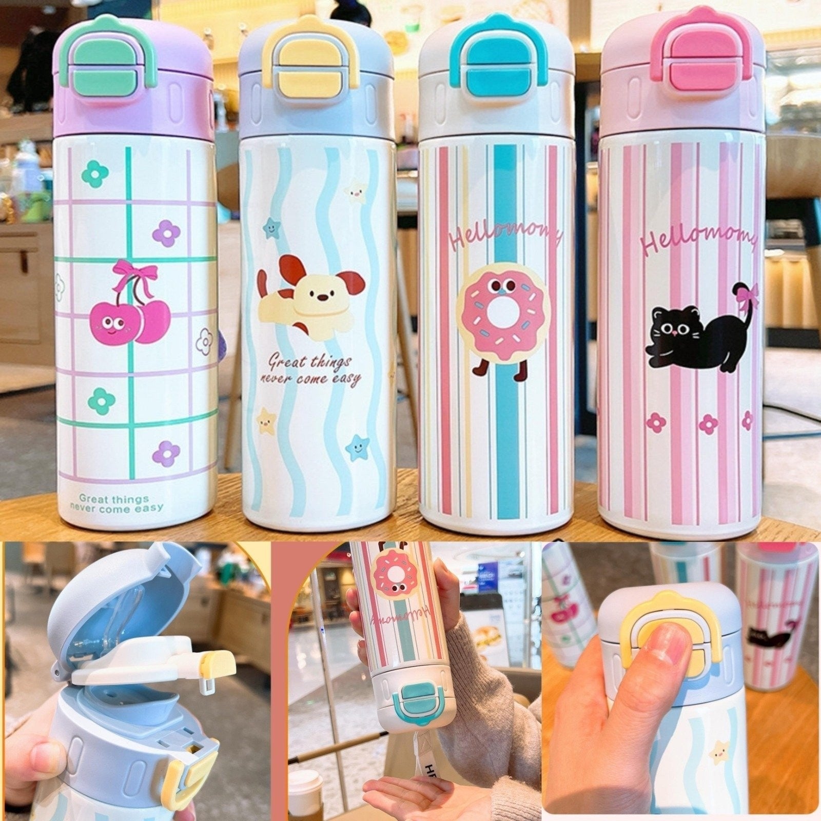 HOMIQUE Dual Opening Sipper Steel Doubled Walled Insulated Bottle | 520ml Capacity