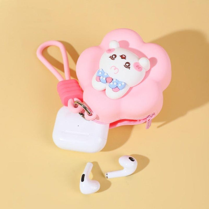 HOMIQUE Cute Animal Flower Silicone Pouch with Wrist Strap – Cartoon Zipper Mini Pouch